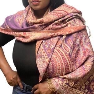 Purple Paisley Pashmina Scarf